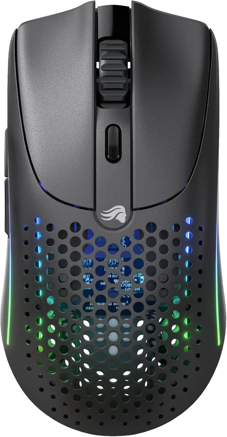 Glorious Gaming Model O 2 Wireless Gaming Mouse - Hybrid 2.4GHz & Bluetooth Wireless, 68g Superlight, Long Battery Life, 26k BAMF 2.0 Sensor, RGB, Ambidextrous, 6 Buttons, PTFE Feet - Black