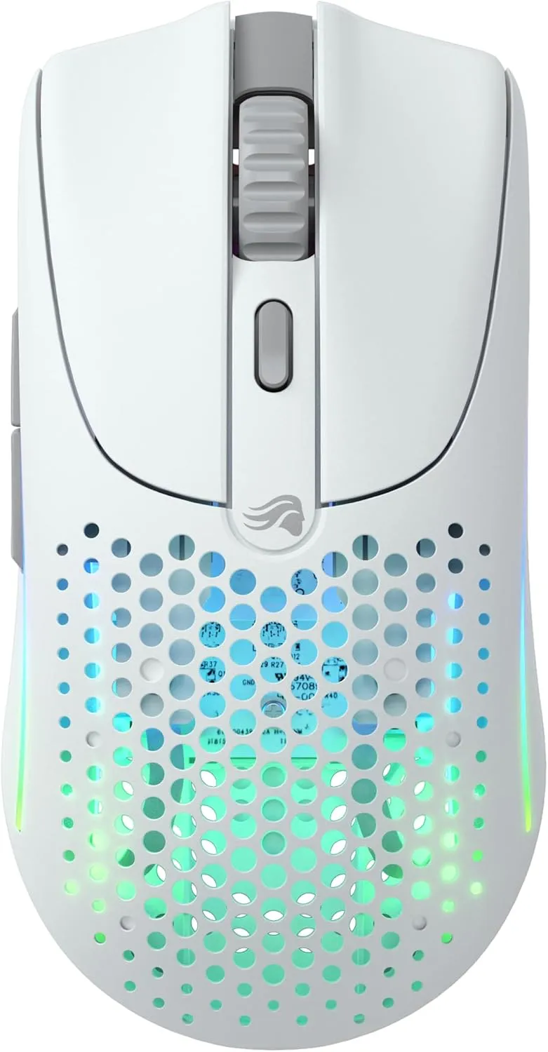 Glorious Gaming Model O 2 Wireless Gaming Mouse - Hybrid 2.4GHz & Bluetooth Wireless, 68g Superlight, Long Battery Life, 26k BAMF 2.0 Sensor, RGB, Ambidextrous, 6 Buttons, PTFE Feet - White