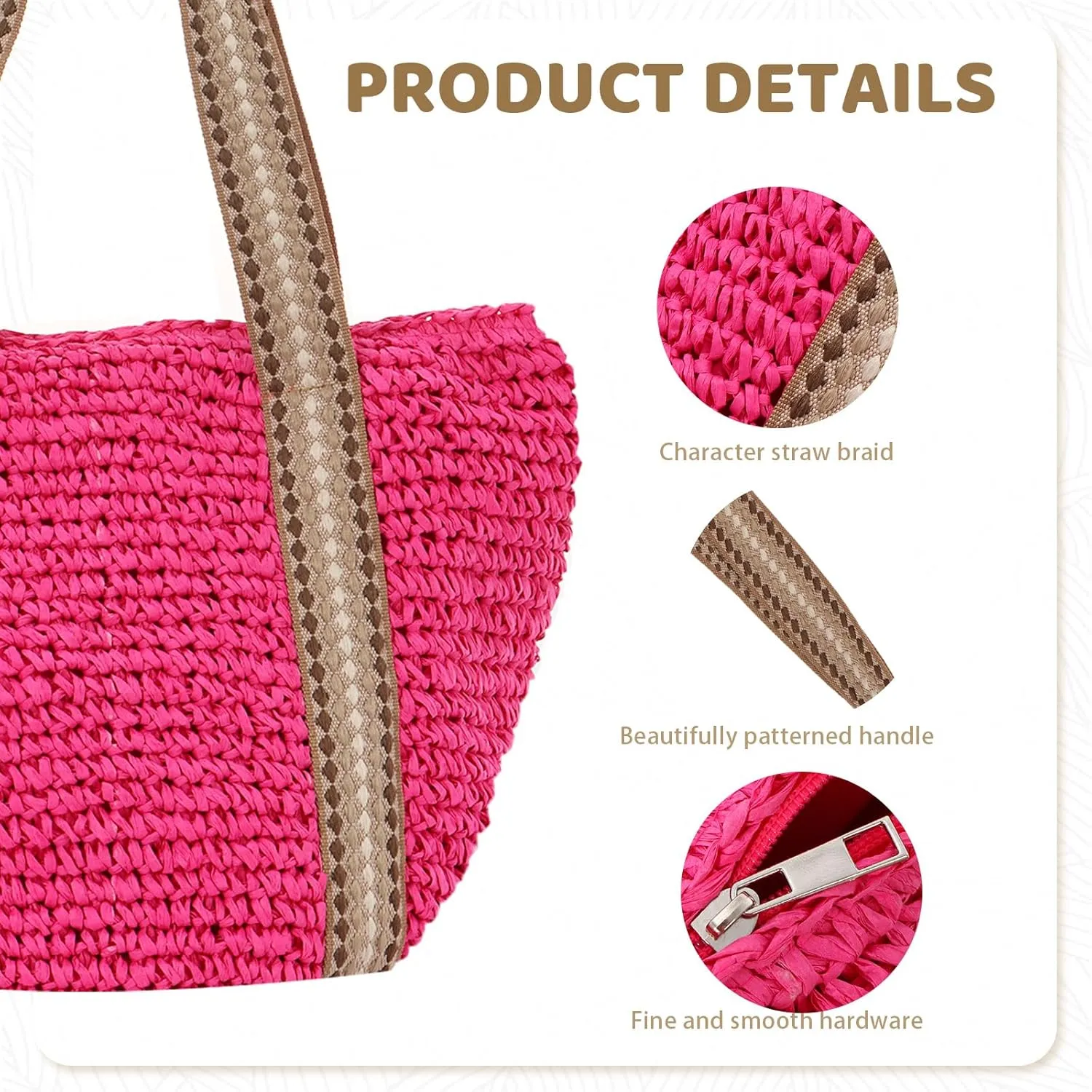 GOKTOW Straw Beach Tote Bag for Women,Raffia Woven Shoulder Handbags for Summer Vacation 2025