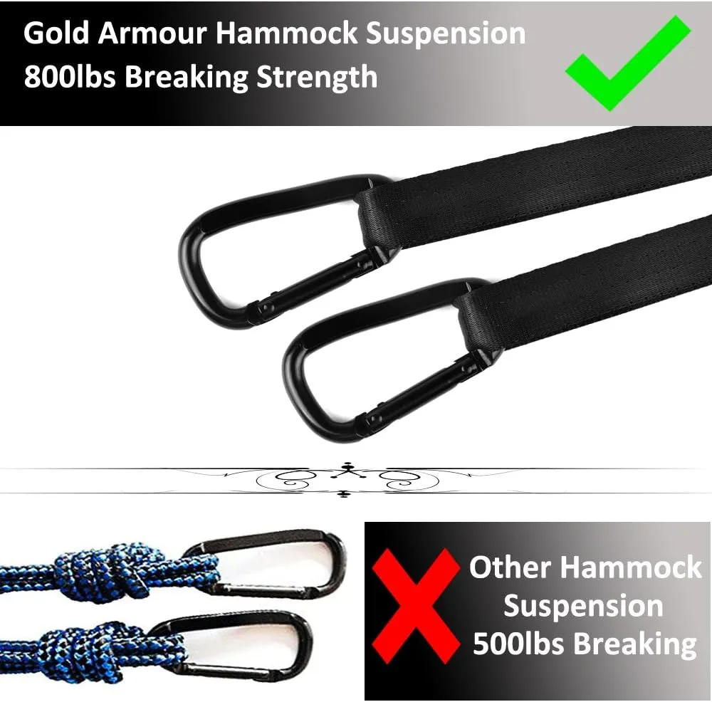 Gold Armour Camping Hammock - XL Double Hammock Portable Hammock Camping Accessories Gear for Outdoor Indoor with Tree Straps, USA Based Brand (Gray and Rose)