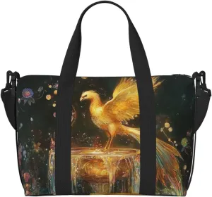golden phoenix print Travel Duffel Bag, Sports Tote Gym Bag, Swim Pool Bag Large Shoulder Tote Bag for Beach Weekender