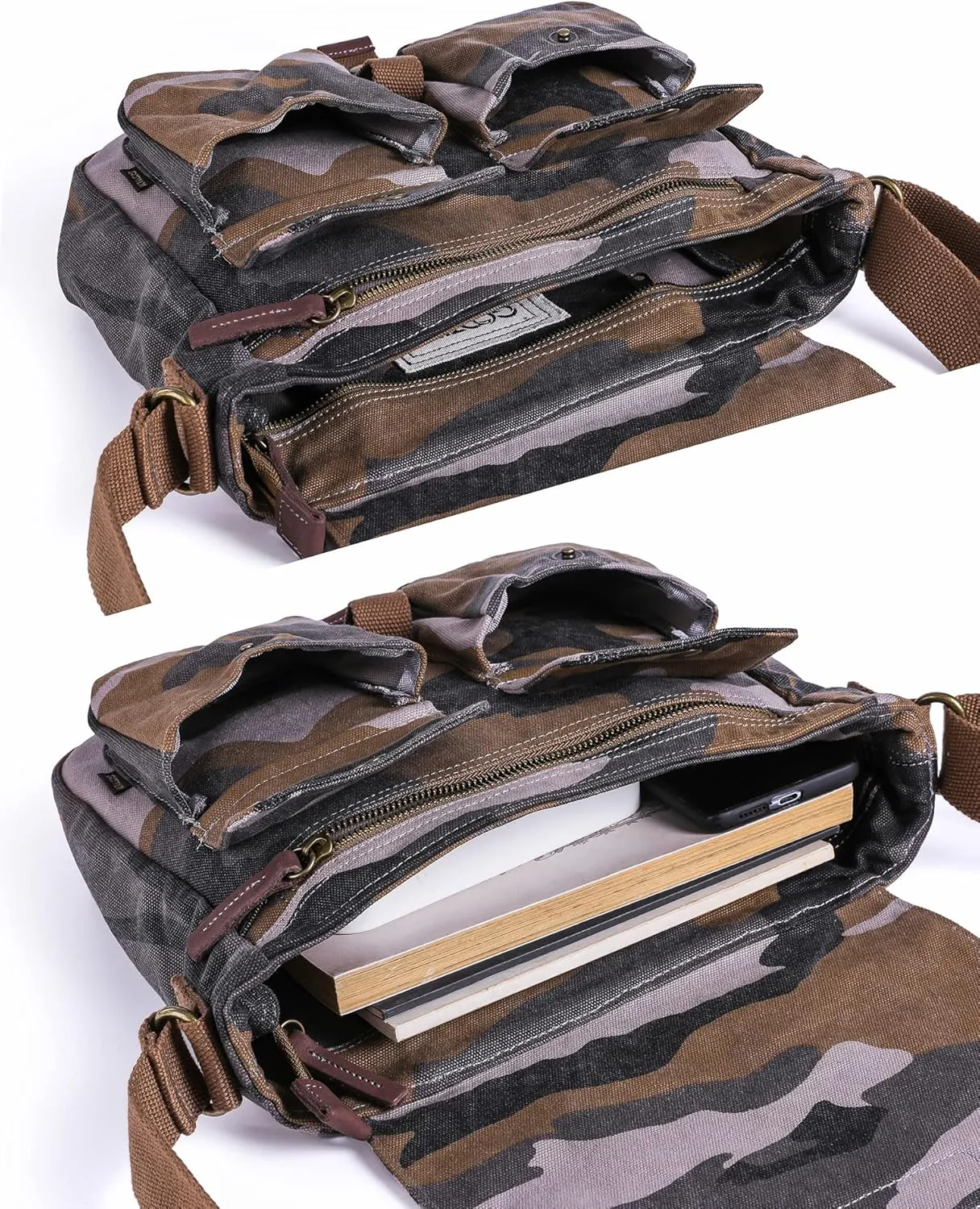 Gootium Canvas Messenger Bag - Vintage Crossbody Shoulder Bag Military Satchel