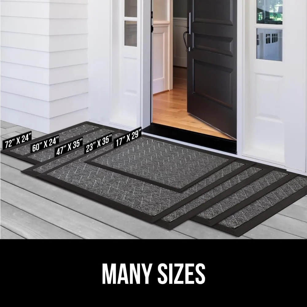 GORILLA GRIP 100% Waterproof All-Season WeatherMax Doormat, 72x24 Runner, Durable Natural Rubber, Stain and Fade Resistant, Low Profile, Indoor Outdoor Door Mats, Easy Clean Entrance Mat, Green Palm