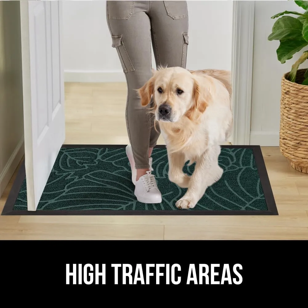 GORILLA GRIP 100% Waterproof All-Season WeatherMax Doormat, 72x24 Runner, Durable Natural Rubber, Stain and Fade Resistant, Low Profile, Indoor Outdoor Door Mats, Easy Clean Entrance Mat, Green Palm