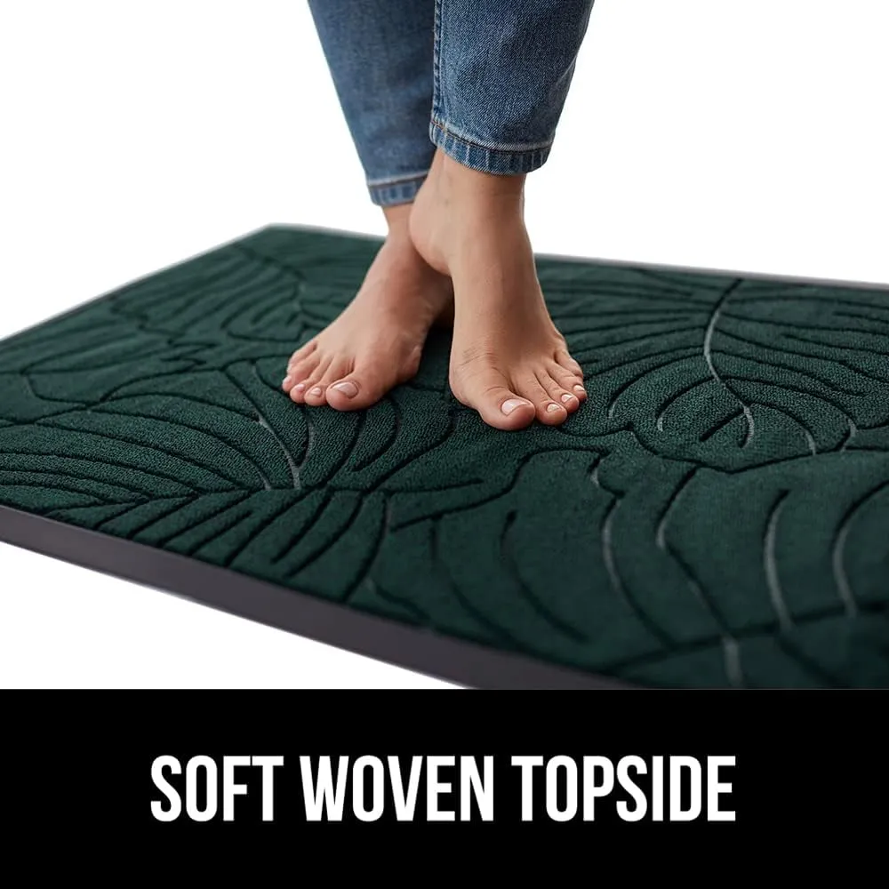 GORILLA GRIP 100% Waterproof All-Season WeatherMax Doormat, 72x24 Runner, Durable Natural Rubber, Stain and Fade Resistant, Low Profile, Indoor Outdoor Door Mats, Easy Clean Entrance Mat, Green Palm