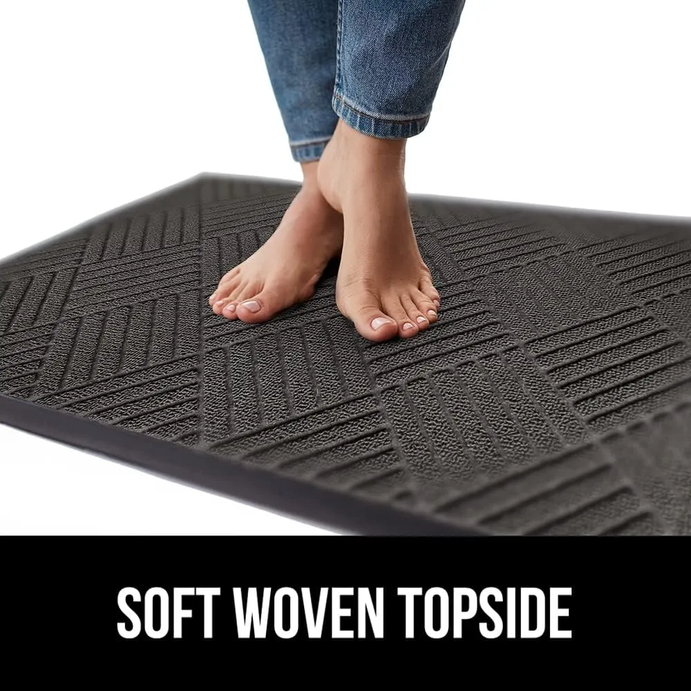 GORILLA GRIP 100% Waterproof All-Season WeatherMax Doormat, Durable Natural Rubber, Stain and Fade Resistant, Low Profile, Indoor Outdoor Door Mats, Easy Clean Patio Entrance Mat, 17x29, Gray Diamond