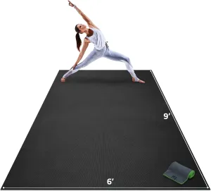 Gorilla Mats Premium Extra Large Yoga Mat – 9' x 6' x 8mm Extra Thick & Ultra Comfortable, Non-Slip Barefoot Exercise Mat – Works Great on Any Floor for Stretching, Cardio or Home Workouts