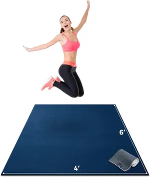 Gorilla Mats Premium Large Exercise Mat – 6' x 4' x 1/4" Ultra Durable, Non-Slip, Workout Mat for Instant Home Gym Flooring – Works Great on Any Floor Type or Carpet – Use With or Without Shoes
