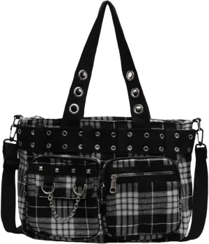 Goth Punk Crossbody Bag, Gothic Steampunk Handbag Purse for Women, Y2K Emo Hobo Satchel Shoulder Tote