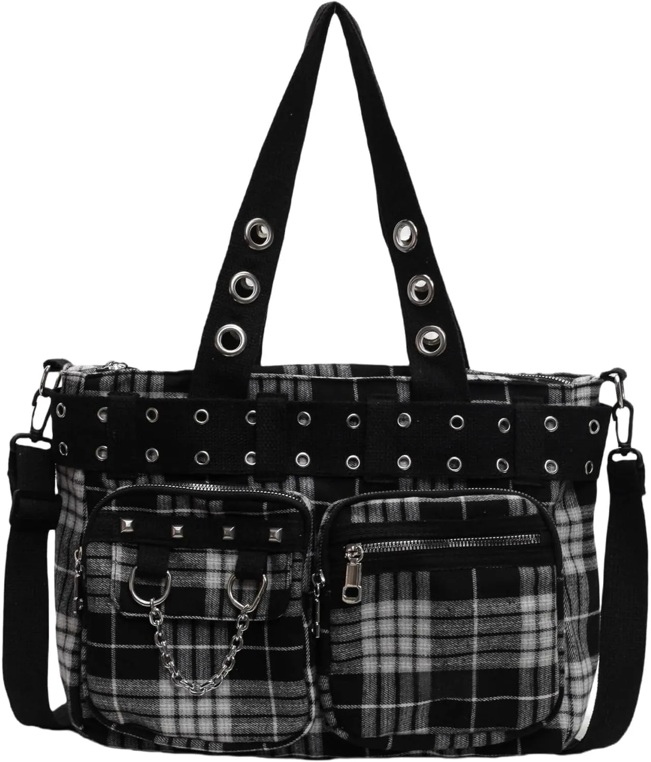 Goth Punk Crossbody Bag, Gothic Steampunk Handbag Purse for Women, Y2K Emo Hobo Satchel Shoulder Tote