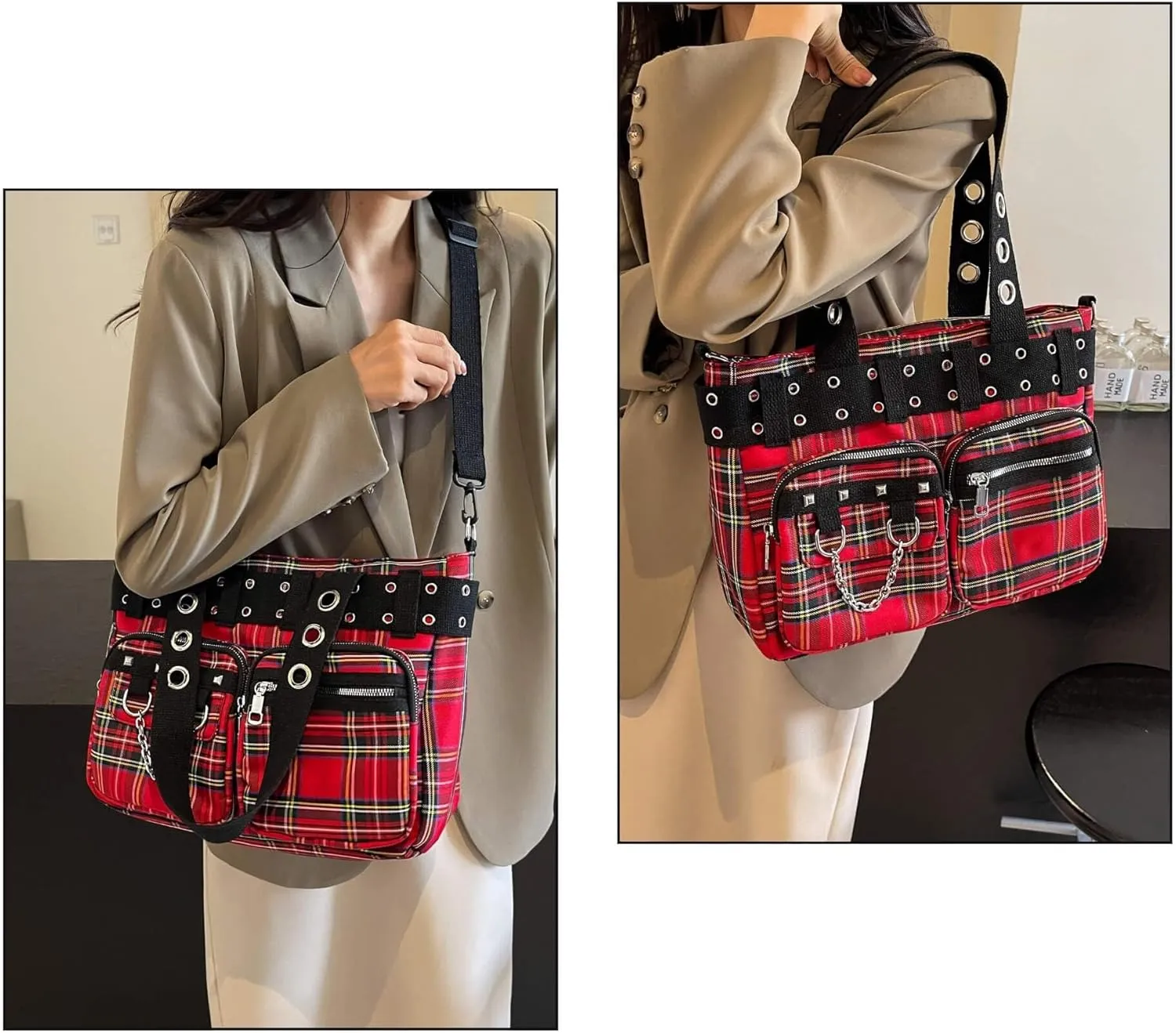 Goth Punk Crossbody Bag, Gothic Steampunk Handbag Purse for Women, Y2K Emo Hobo Satchel Shoulder Tote