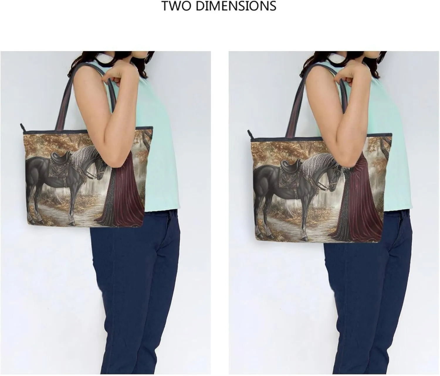 Gothic Knight Women Tote Bag with Zipper, Patterned Handbag Purse Reusable Grocery Bag Large