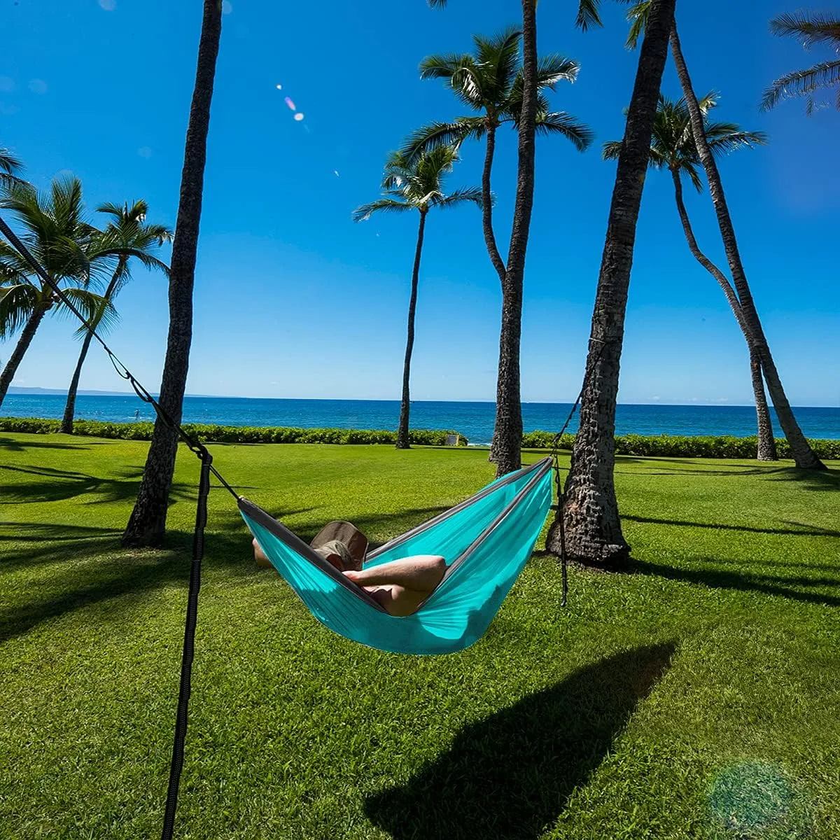 Grassman Camping Hammock Double & Single Portable Hammock with Tree Straps, Lightweight Nylon Parachute Hammocks Camping Accessories Gear for Indoor Outdoor Backpacking, Travel, Hiking, Beach