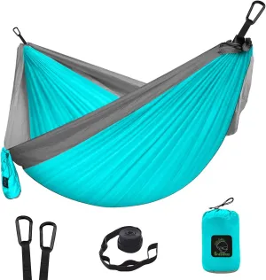 Grassman Camping Hammock Double & Single Portable Hammock with Tree Straps, Lightweight Nylon Parachute Hammocks Camping Accessories Gear for Indoor Outdoor Backpacking, Travel, Hiking, Beach
