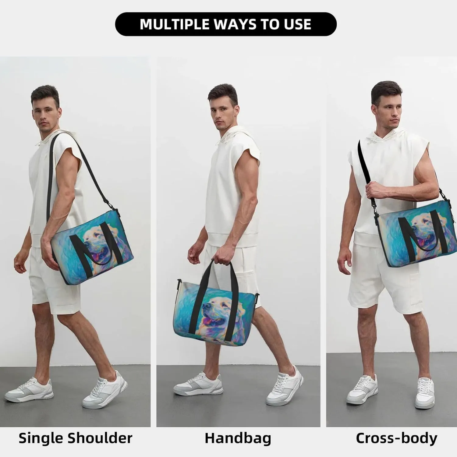 Great Pyren print Travel Duffel Bag, Sports Tote Gym Bag, Swim Pool Bag Large Shoulder Tote Bag for Beach Weekender