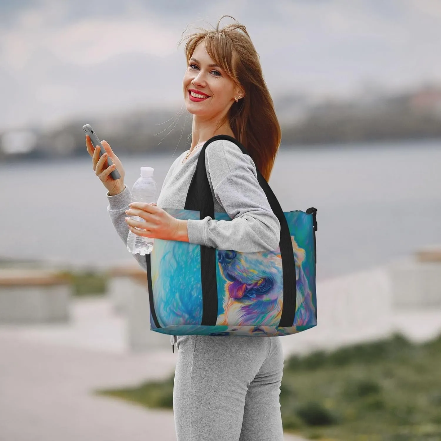 Great Pyren print Travel Duffel Bag, Sports Tote Gym Bag, Swim Pool Bag Large Shoulder Tote Bag for Beach Weekender