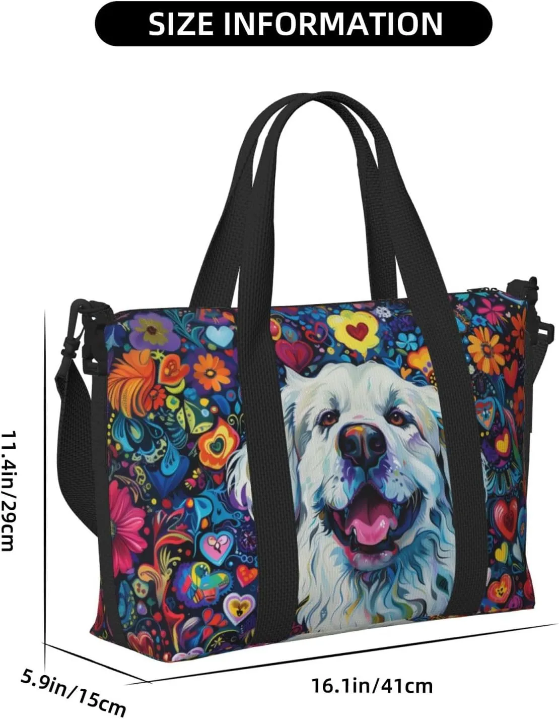 Great Pyrenees print Travel Duffel Bag, Sports Tote Gym Bag, Swim Pool Bag Large Shoulder Tote Bag for Beach Weekender, 202-406-121