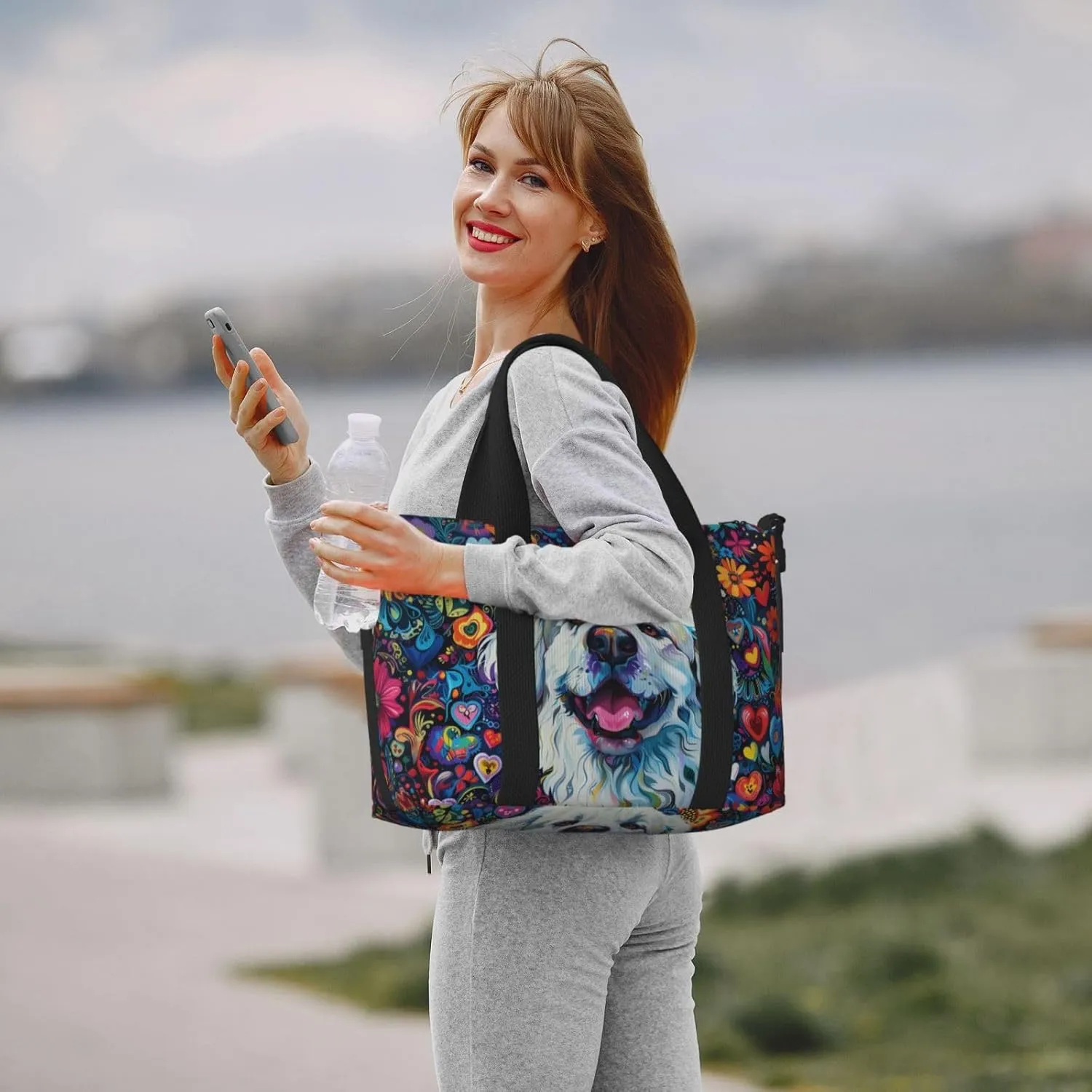 Great Pyrenees print Travel Duffel Bag, Sports Tote Gym Bag, Swim Pool Bag Large Shoulder Tote Bag for Beach Weekender, 202-406-121