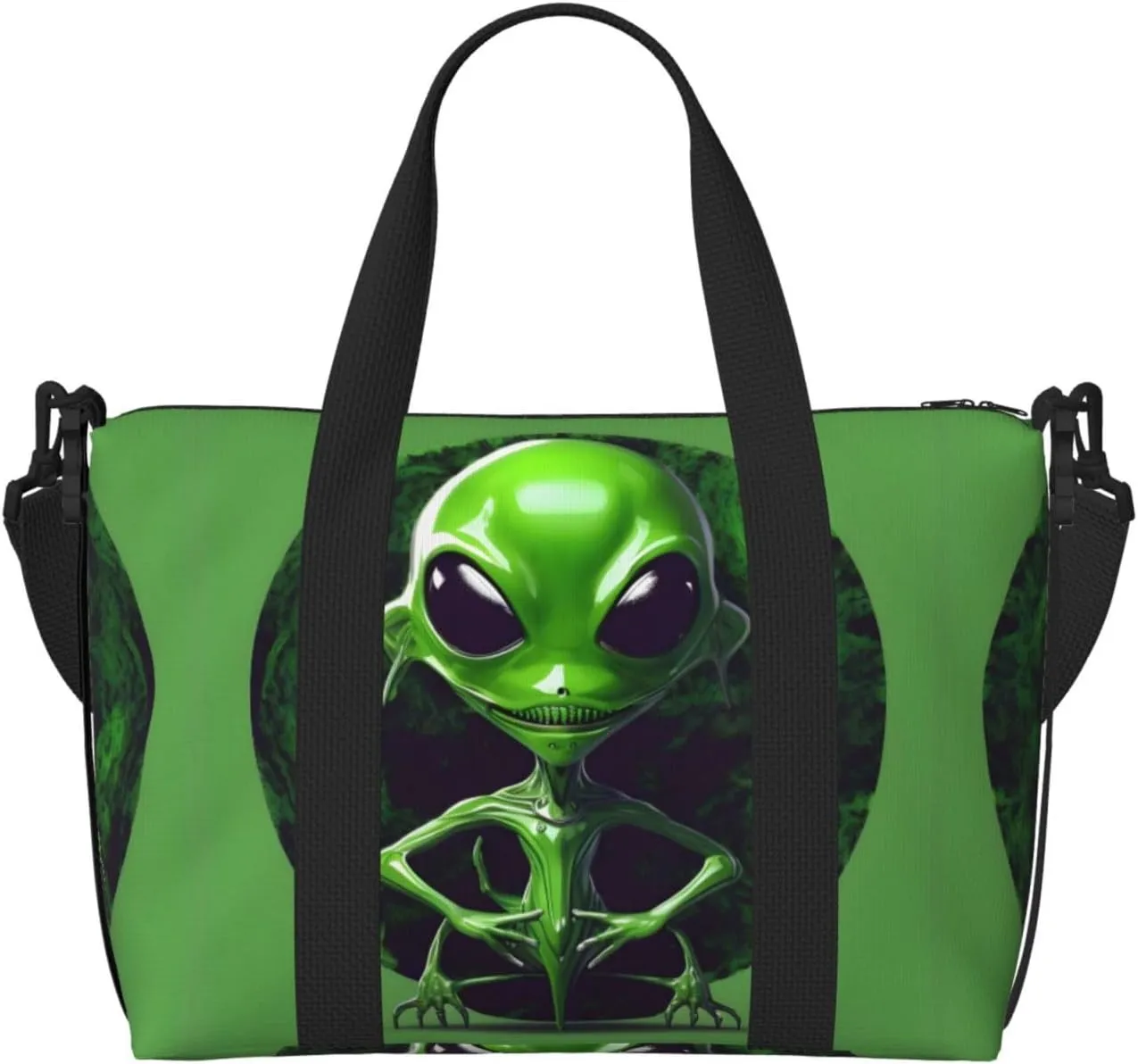 Green alien print Travel Duffel Bag,workout duffel bag, overnight shoulder Bag,Weekender Bag for Women Men