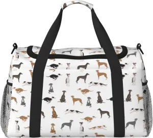 Greyhound Dogs Different Poses Travel Duffel Bag Personal Item Bag Gym Bag Weekender Overnight Bag Carry On Bag For Airplane Weekender Bags For Women Men pattern109