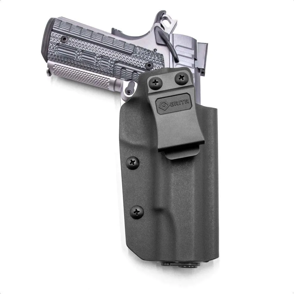 GRITR IWB Kydex Right/Left Hand Handgun Holster for Men & Women Concealed Carry Compatible with 1911 Models | Open Bottom, Optic Cut & Adjustable Retention