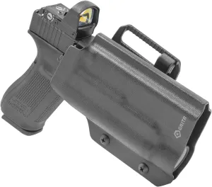 GRITR OWB Kydex Right Hand Gun Holster Compatible with Glock 17 - Fits Streamlight TLR-1, Compatible with Safariland QLS/G-Code RTI Attachments, Optic Cut, Adjustable Belt Loops & Open Bottom
