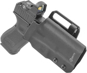 GRITR OWB Kydex Right/Left Hand Gun Holster Fits Glock 19 - Optic Cut, Compatible with Safariland QLS/G-Code RTI Attachments, Adjustable Belt Loops, Open Bottom, Adjustable Cant