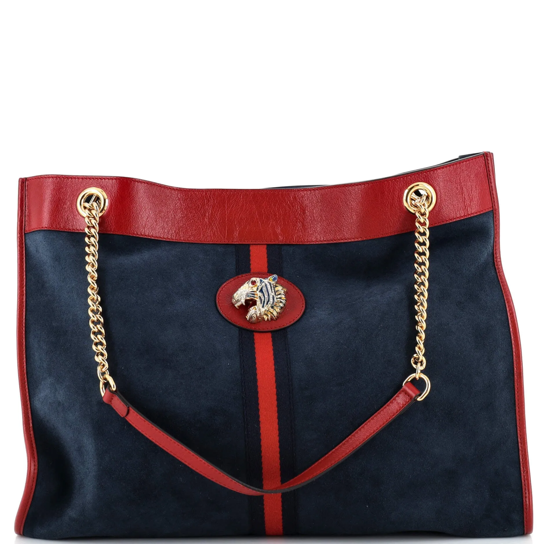 GUCCI Rajah Chain Tote Suede Large