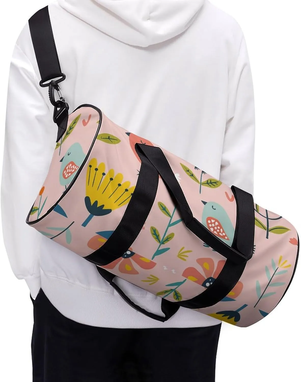 Gym Bag for Men Women Cartoon Birds And Bees Duffel Bag Overnight Bag with Compartment Gym Sackpac