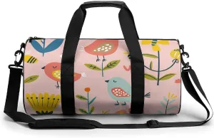 Gym Bag for Men Women Cartoon Birds And Bees Duffel Bag Overnight Bag with Compartment Gym Sackpac
