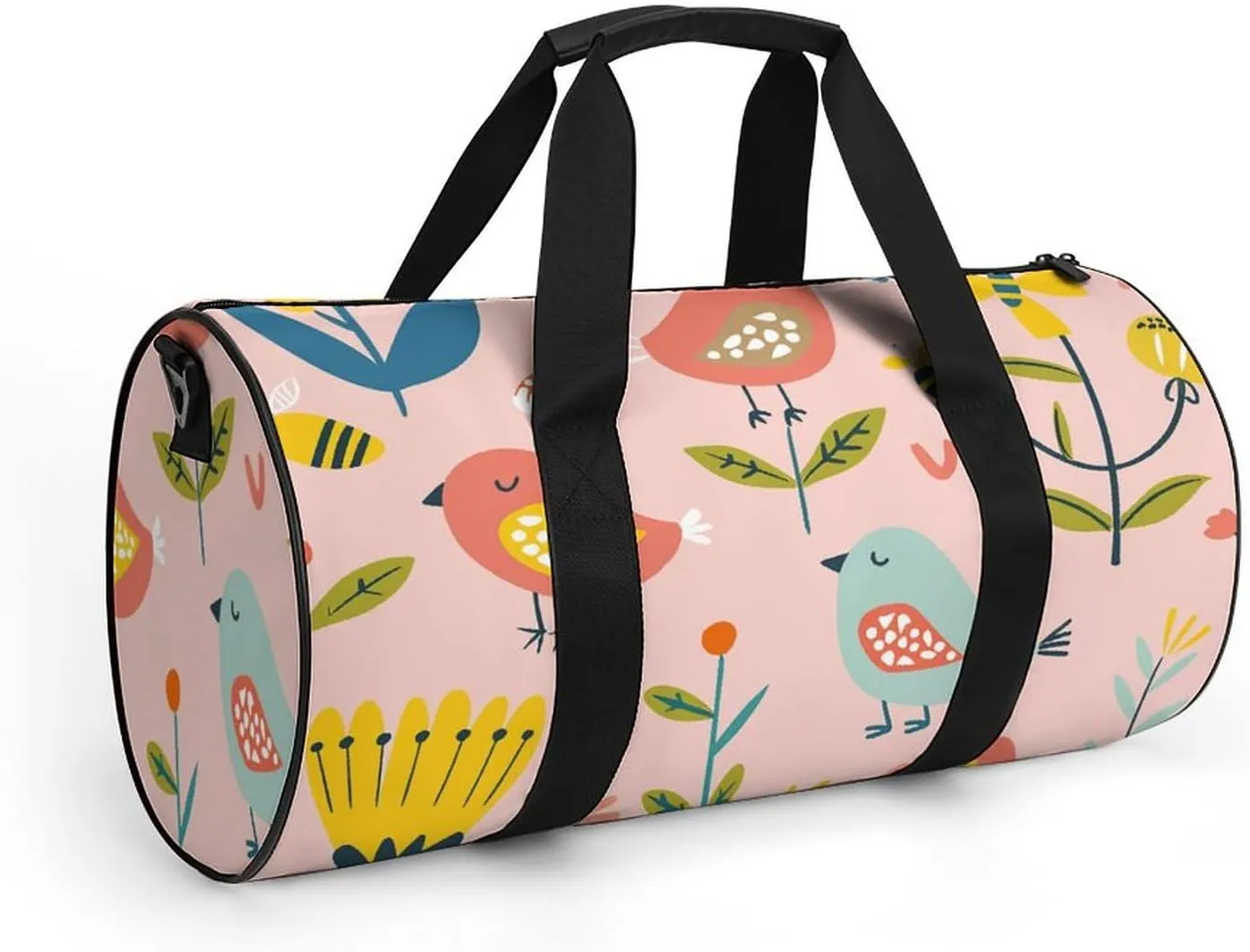 Gym Bag for Men Women Cartoon Birds And Bees Duffel Bag Overnight Bag with Compartment Gym Sackpac