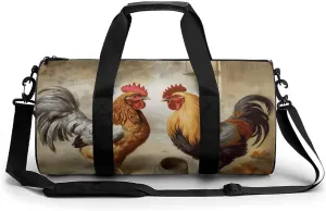 Gym Bag for Men Women Chicken And Rooster Print Duffel Bag Overnight Bag with Compartment Gym Sackpac