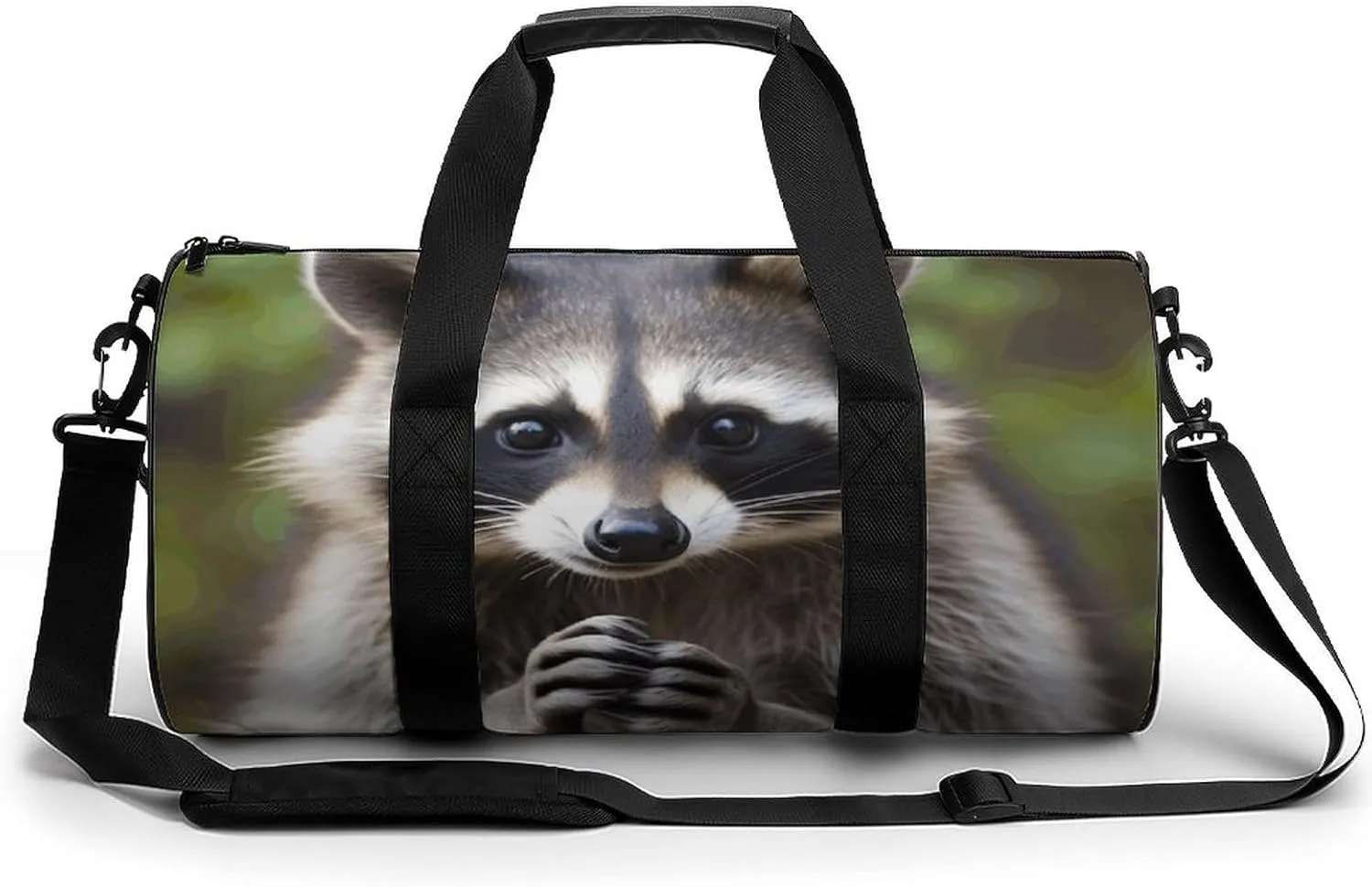 Gym Bag for Men Women Cute Raccoon Duffel Bag Overnight Bag with Compartment Gym Sackpac