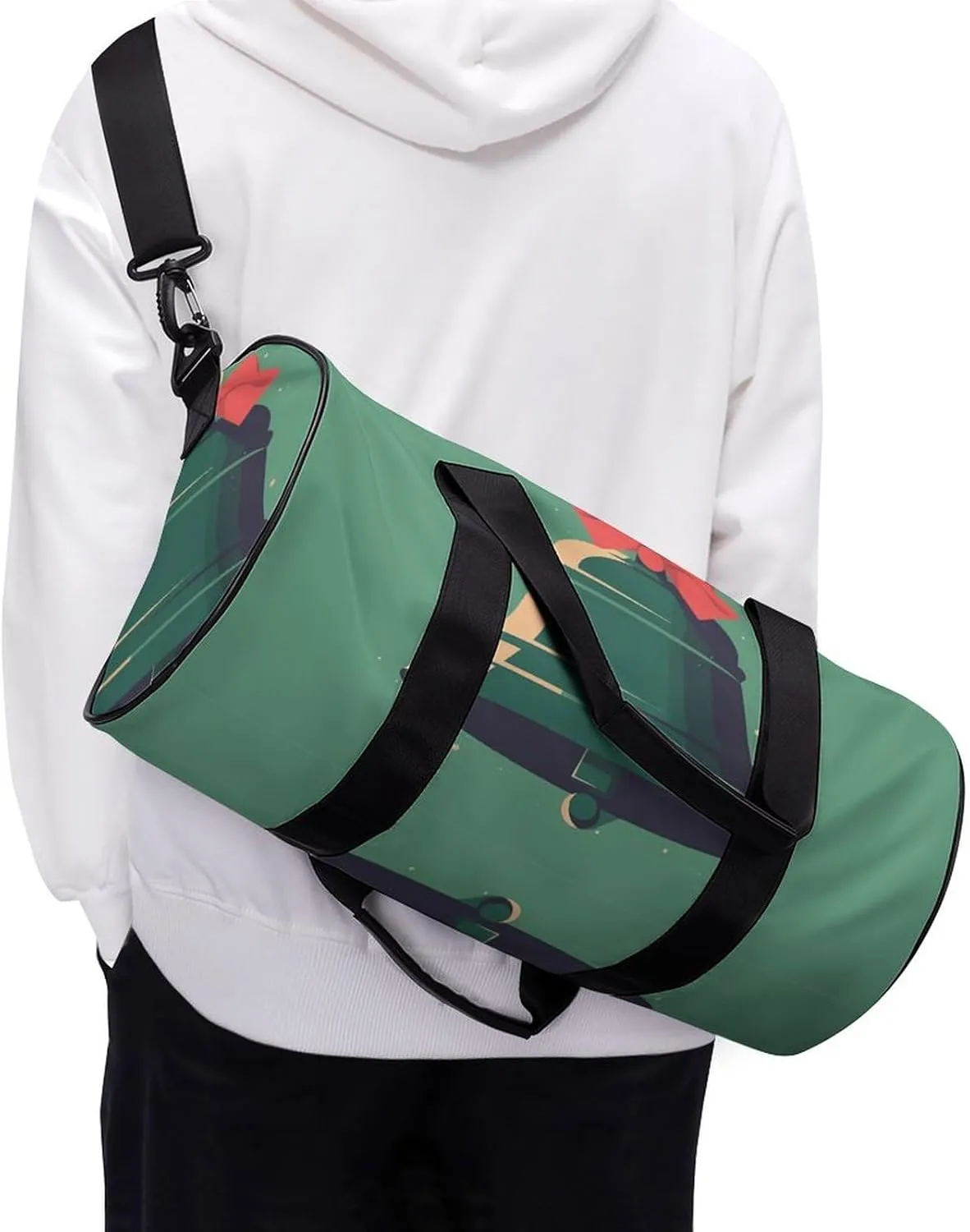 Gym Bag for Men Women Green Little Bell Duffel Bag Overnight Bag with Compartment Gym Sackpac