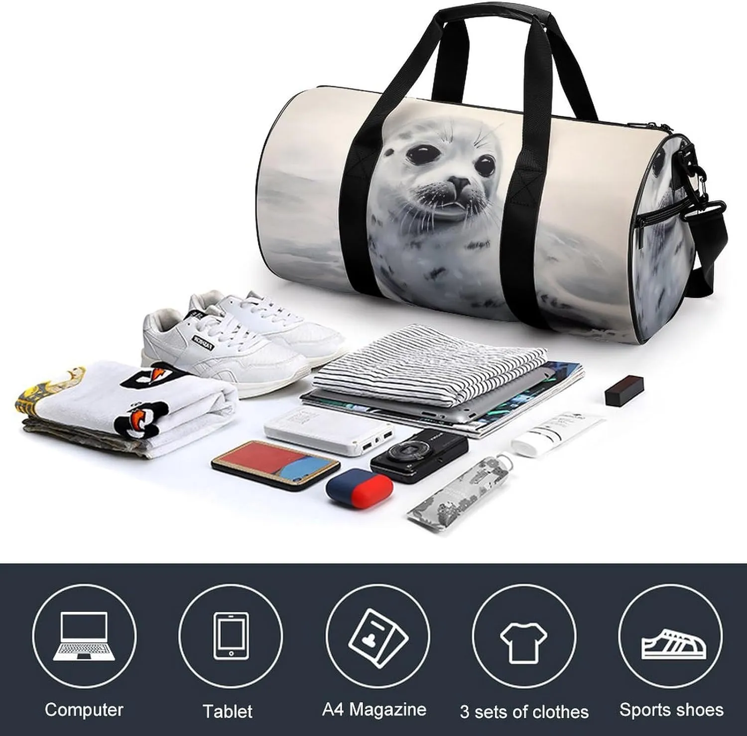 Gym Bag for Men Women Harp Painting Duffel Bag Overnight Bag with Compartment Gym Sackpac