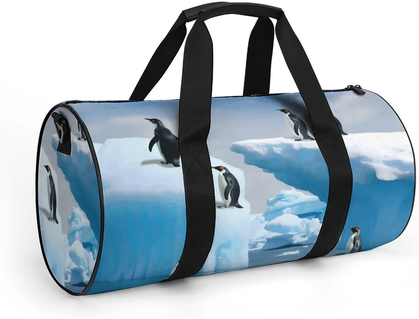 Gym Bag for Men Women Penguins On The Iceberg Duffel Bag Overnight Bag with Compartment Gym Sackpac