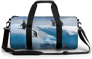 Gym Bag for Men Women Penguins On The Iceberg Duffel Bag Overnight Bag with Compartment Gym Sackpac
