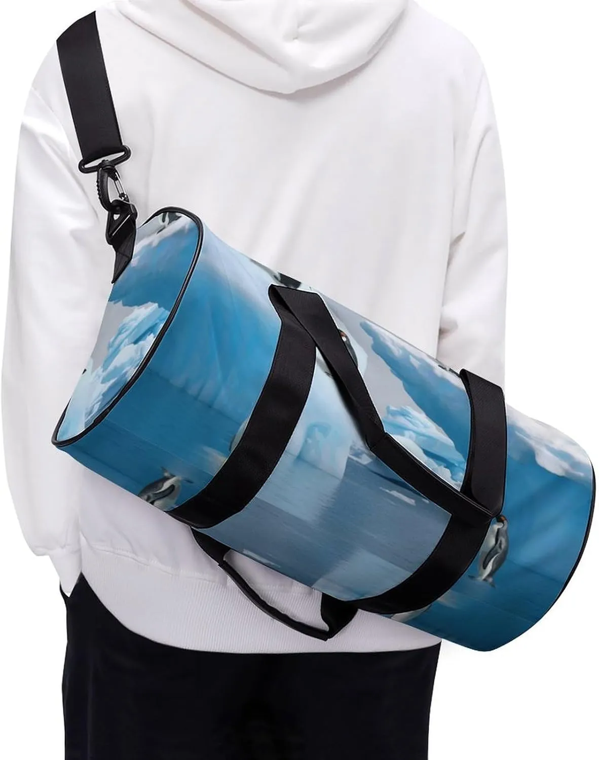 Gym Bag for Men Women Penguins On The Iceberg Duffel Bag Overnight Bag with Compartment Gym Sackpac