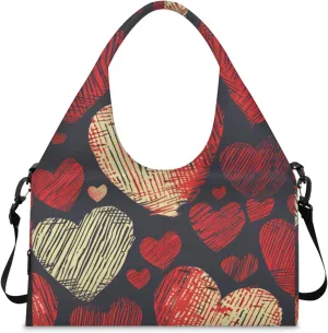 Gym Bag for Women Hearts Duffel Bag with Shoe Compartment and Yoga Mat Holder Portable Weekender Bags Travel Tote Bags