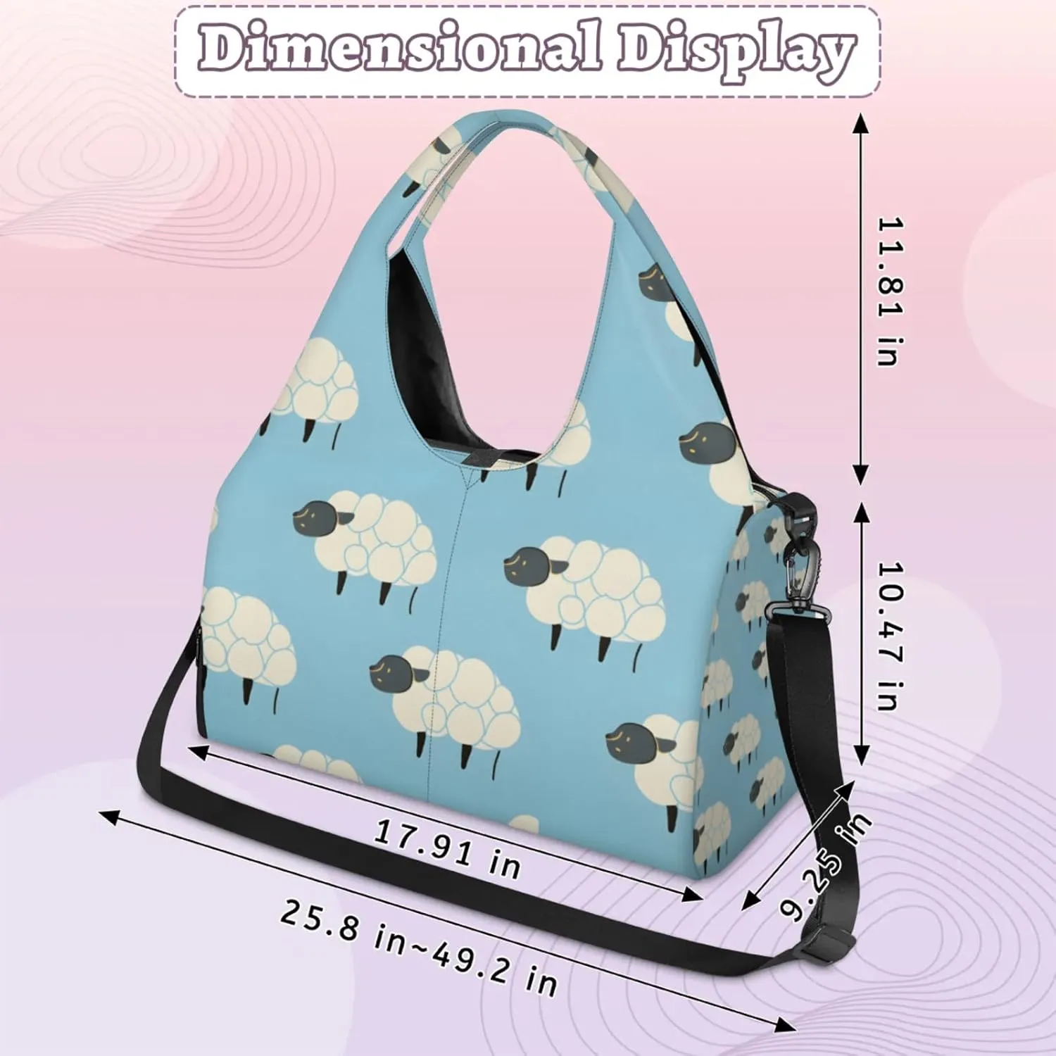 Gym Bag for Women Sheep Abstract Duffel Bag with Shoe Compartment and Yoga Mat Holder Portable Weekender Bags Travel Tote Bags