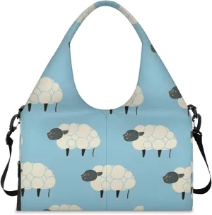 Gym Bag for Women Sheep Abstract Duffel Bag with Shoe Compartment and Yoga Mat Holder Portable Weekender Bags Travel Tote Bags