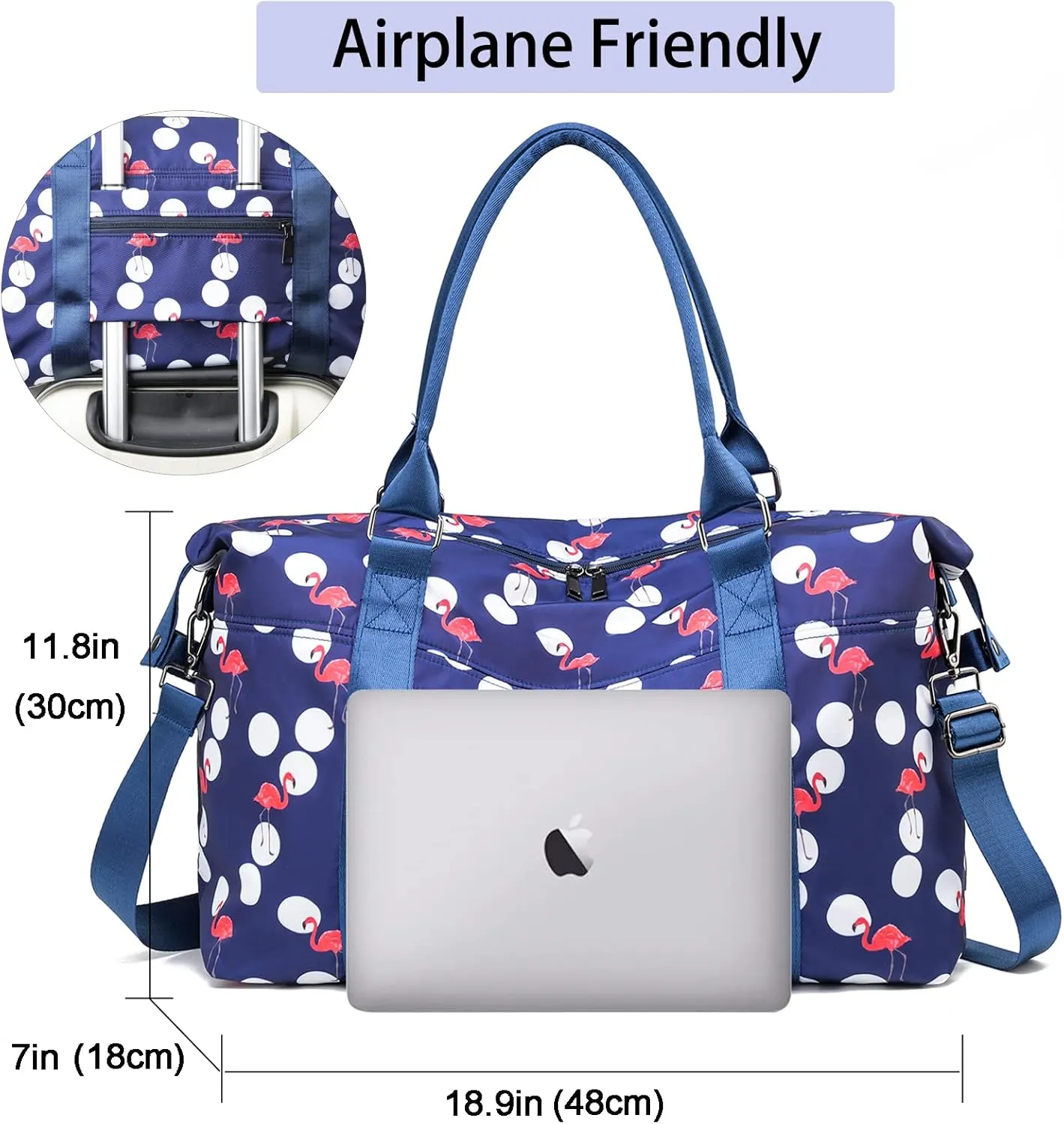 Gym Bag with Wet Pocket, Foldable Travel Duffle Bag Carry On Weekender Bags for Women, Waterproof Overnight Bag for Travel, Gym, Yoga
