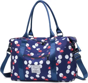 Gym Bag with Wet Pocket, Foldable Travel Duffle Bag Carry On Weekender Bags for Women, Waterproof Overnight Bag for Travel, Gym, Yoga