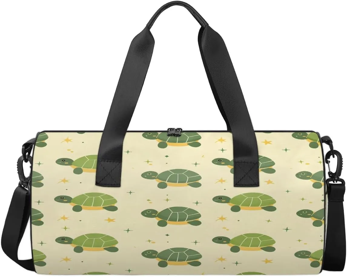 Gym Bags for Men Women Cartoon Turtle Sports Duffel Bags Carry On Travel Duffle Bag with Detachable Adjustable Shoulder Strap Overnight Weekender Bag