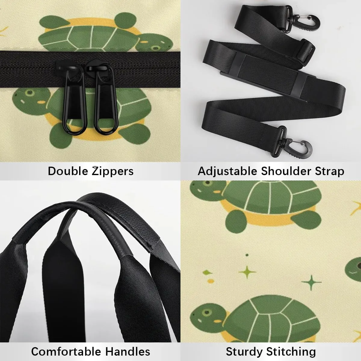 Gym Bags for Men Women Cartoon Turtle Sports Duffel Bags Carry On Travel Duffle Bag with Detachable Adjustable Shoulder Strap Overnight Weekender Bag