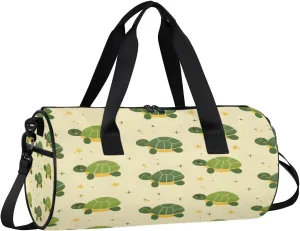 Gym Bags for Men Women Cartoon Turtle Sports Duffel Bags Carry On Travel Duffle Bag with Detachable Adjustable Shoulder Strap Overnight Weekender Bag