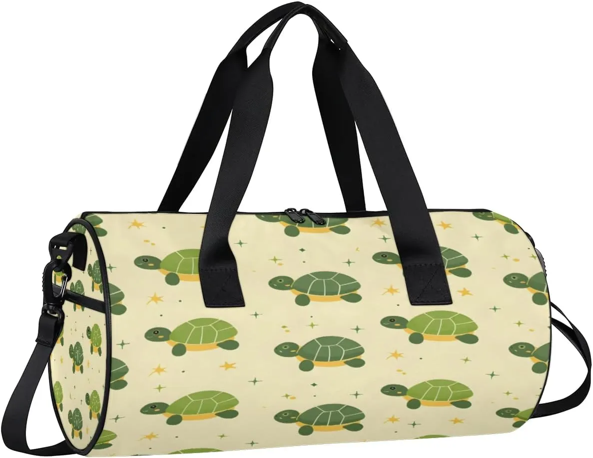 Gym Bags for Men Women Cartoon Turtle Sports Duffel Bags Carry On Travel Duffle Bag with Detachable Adjustable Shoulder Strap Overnight Weekender Bag