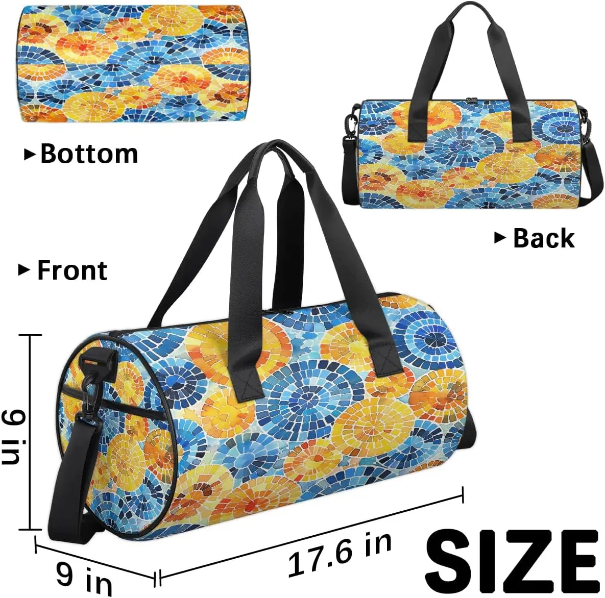 Gym Bags for Men Women Creative Circles Sports Duffel Bags Carry On Travel Duffle Bag with Detachable Adjustable Shoulder Strap Overnight Weekender Bag