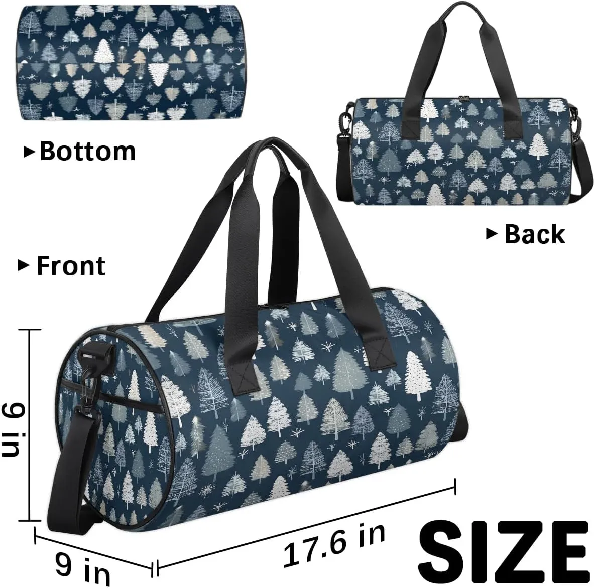 Gym Bags for Men Women Cute Tree Sports Duffel Bags Carry On Travel Duffle Bag with Detachable Adjustable Shoulder Strap Overnight Weekender Bag