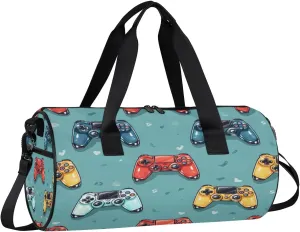Gym Bags for Men Women Game Controllers Print Sports Duffel Bags Carry On Travel Duffle Bag with Detachable Adjustable Shoulder Strap Overnight Weekender Bag